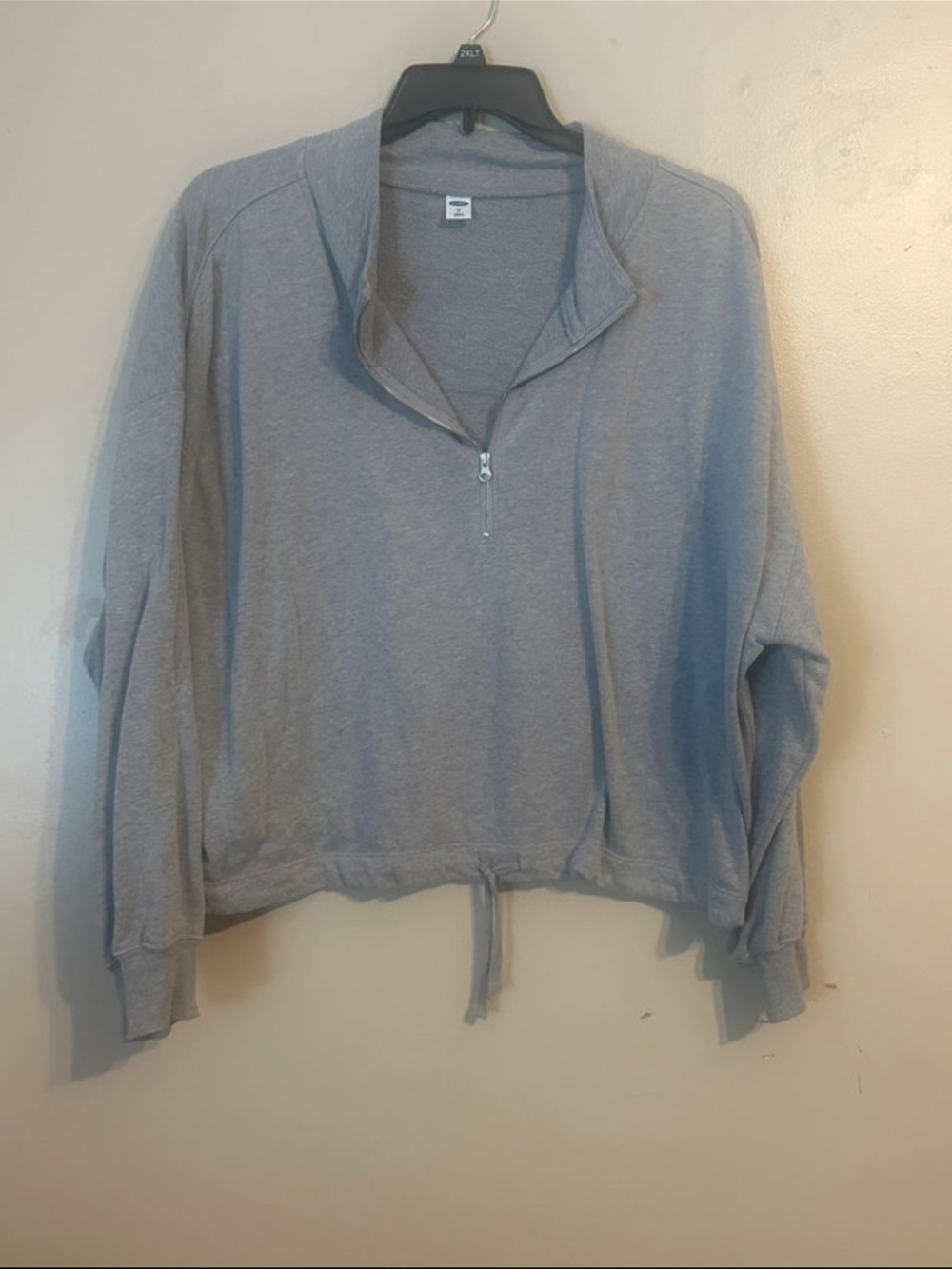Old Navy Light Gray Half-Zip Drawstring Sweatshirt